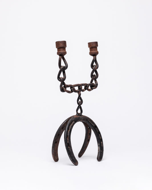 Rustic Horseshoe Candelabra