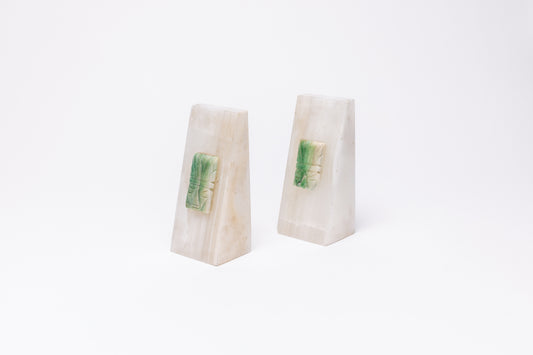 Alabaster & Jade Bookends